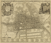 216018 Plattegrond van de stad Utrecht met directe omgeving; met weergave van het stratenplan, wegen, watergangen en ...